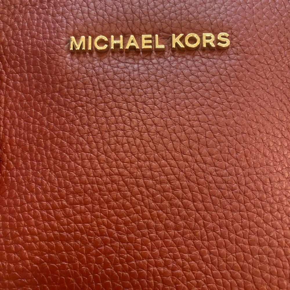 Michael Kors Eve Large Red Brandy Leather Tote Bag & Wallet New Tags Authentic - Picture 15 of 16